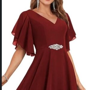 New, Elegant Burgundy Evening Dress
